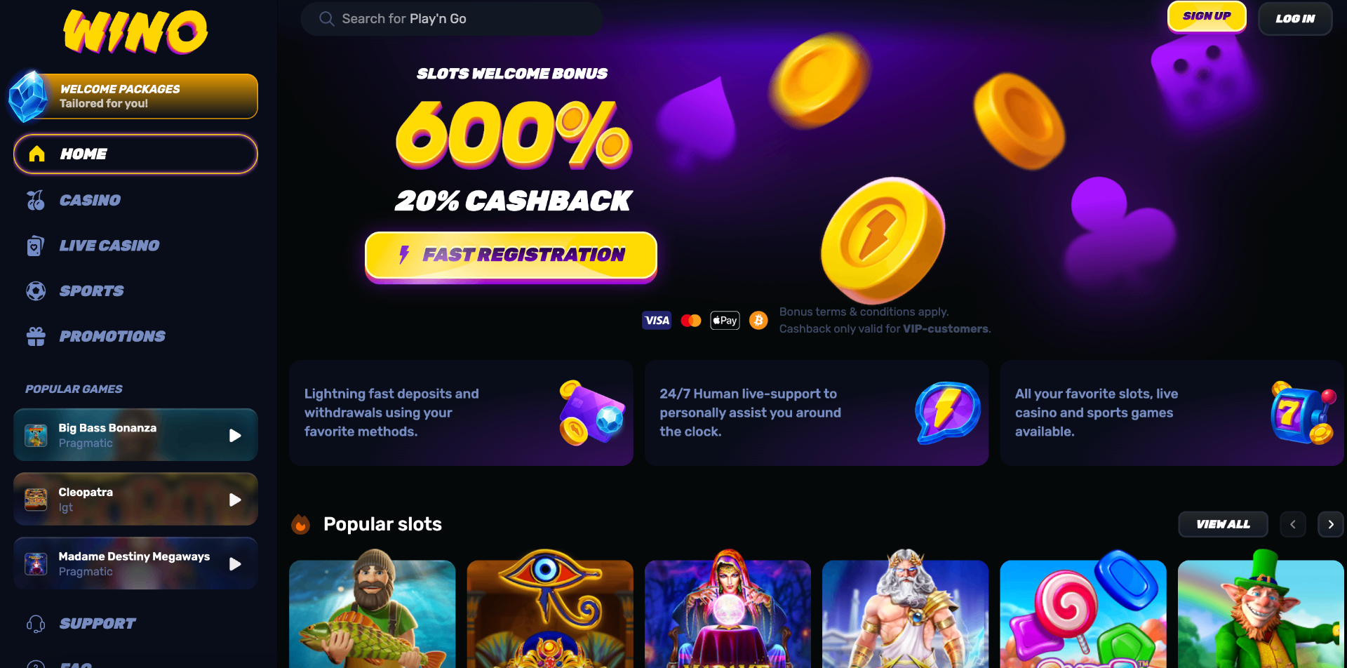 Wino Casino screenshot 1